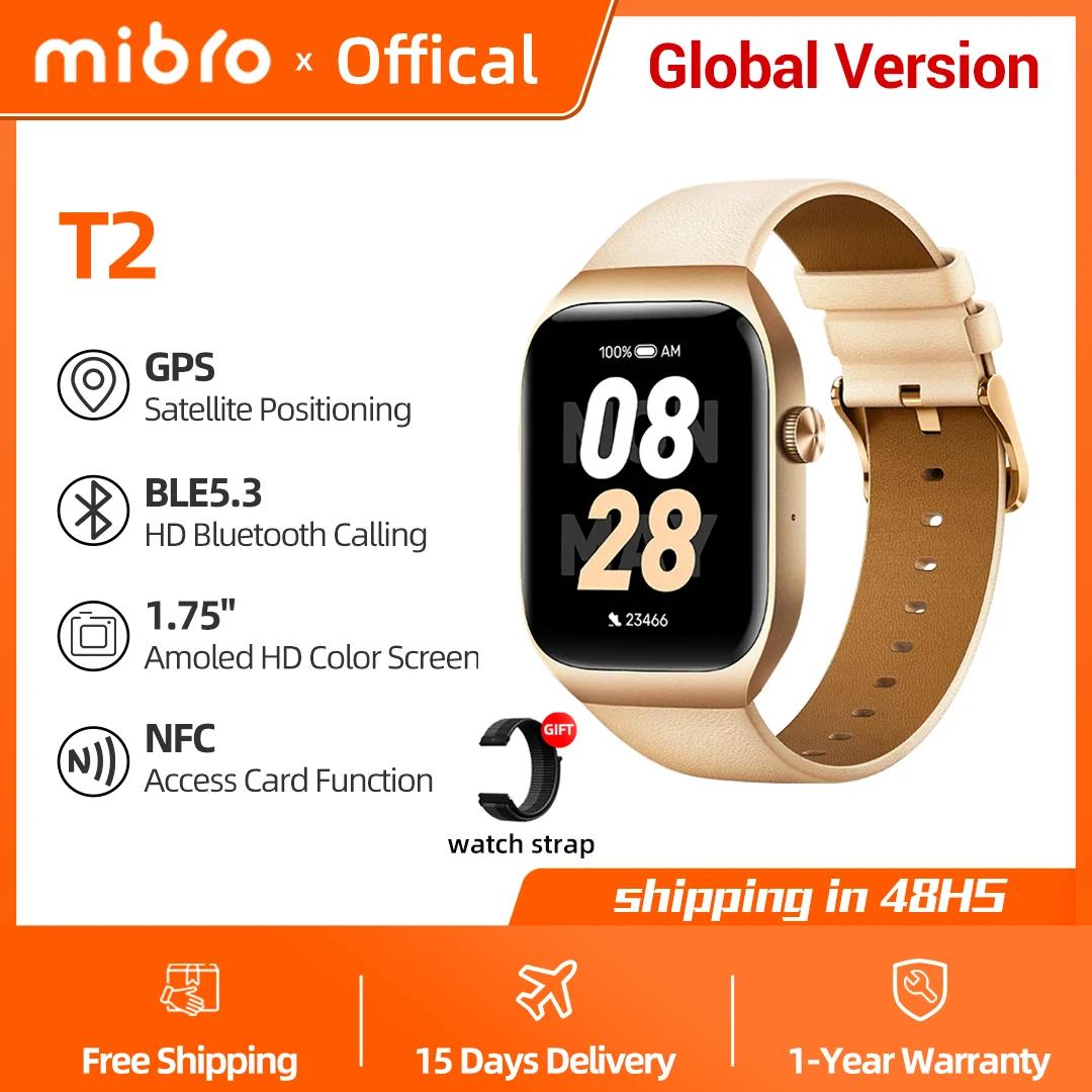 Mibro T2 Ʈġ 1.75ġ AMOLED ȭ GPS ġ  ȣ NFC ׼ ī 105   2ATM    Ʈġ